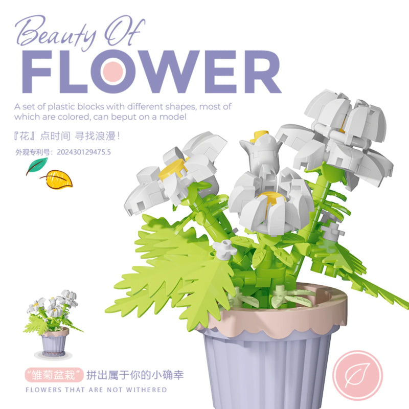 Potted Building Blocks Simulate Succulent Flower Bouquets, Creative Puzzle Block Toys, Eternal Flowers, Home Decoration