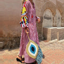 Robe Sexy Striped Print Pleated Long Dress Women Sexy V Neck Lace-up Tassel Party Dress Spring Lantern Sleeve Loose Maxi Dresses