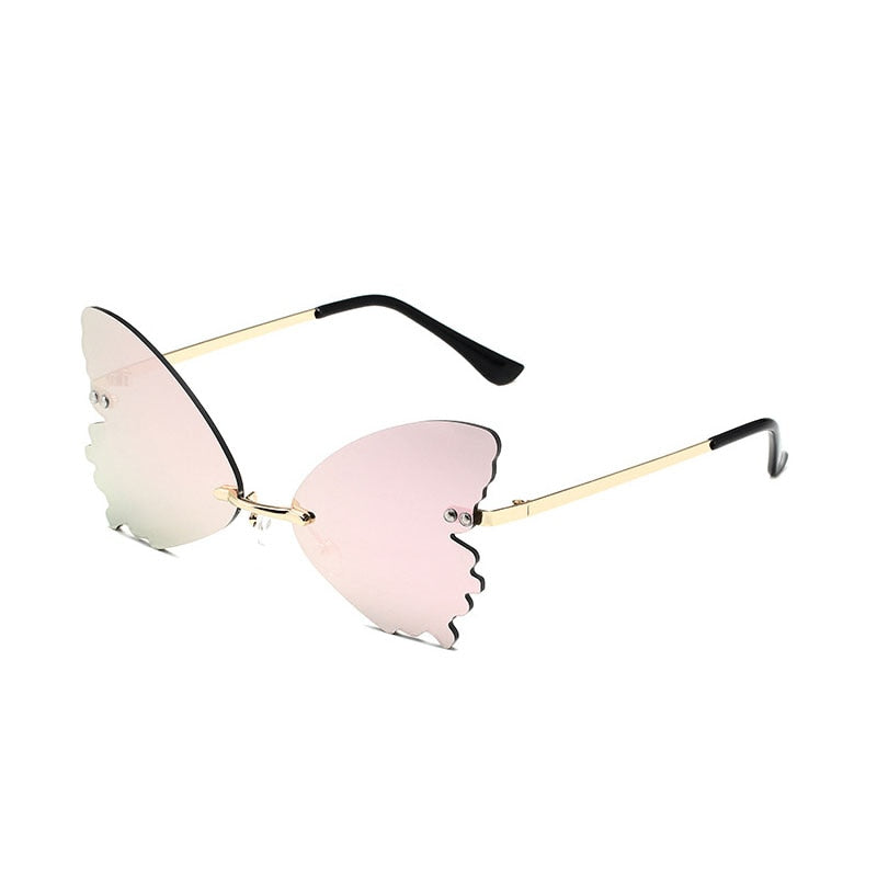 2022 Vintage Dragonfly Wings Sunglasses Fashion Rimless Women Clear Lens Eyewear Men Pink Sun Glasses UV400 Eyewear Female