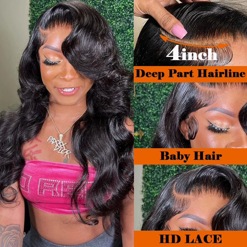 34 32In Body Wave Human Hair Lace Frontal Wigs 13x4 13x6 Transparent Lace Front Wig For Women 6x4 5x5 Glueless Wig Human Hair