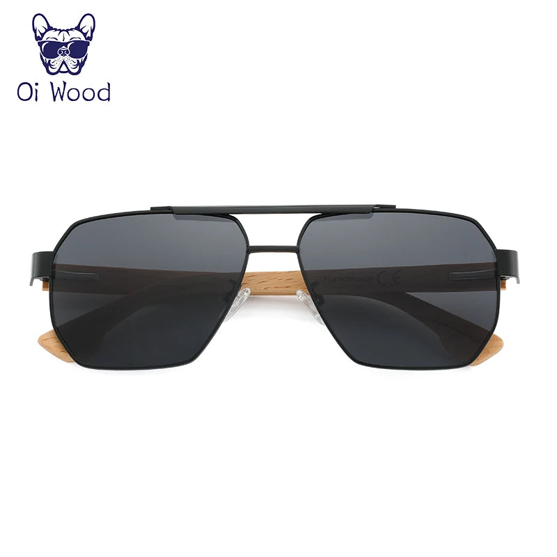 Wood Sunglasses For Men Women Square Metal Sun Glasses Blue Lens UV Protection New Eyewear 9006