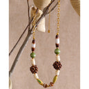Yhpup 2026 New Arrivals Wood Bead Chain Handmade Necklace Waterproof Stainless Steel Fashion Statement Jewelry Gift