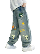 Boys' Jeans 2026 Spring and Autumn Cartoon Children's Pants Fashionable Big Boys' Straight leg Pants Kids Hip Hop Pants 4-14Year