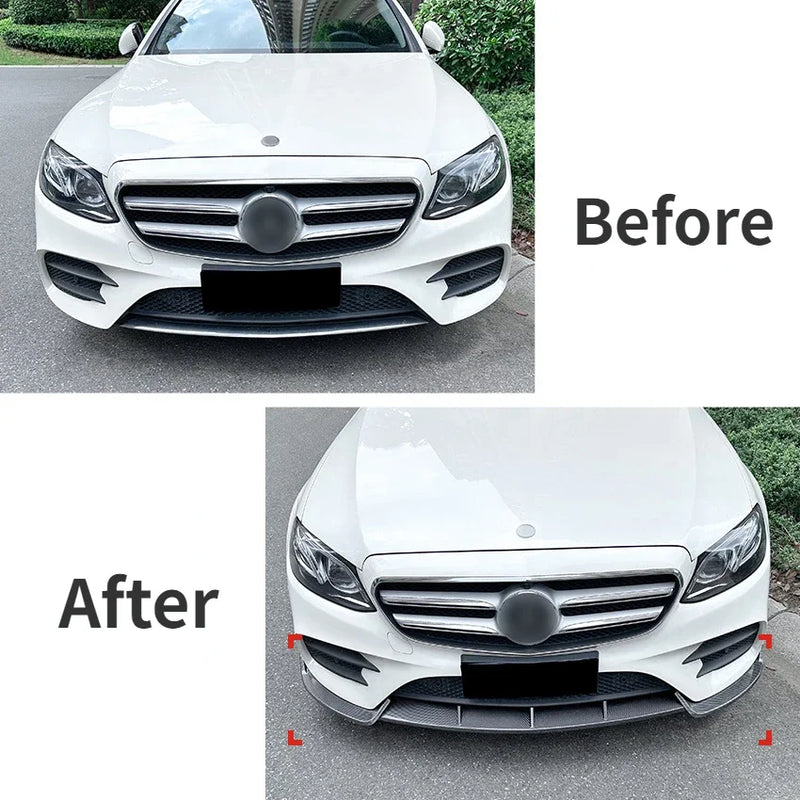 For MercedesBenz E-Class W213 E200 E220 E300 E63 AMG 2016 2017 2018 2019 2020 Front Bumper Lip Splitter Spoile Spoiler ABS Black