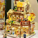 HUIQIBAO 1547PCS City Street View French Vintage Style Bread Bakery Model Building Blocks Architecture House Bricks Toys for Kid