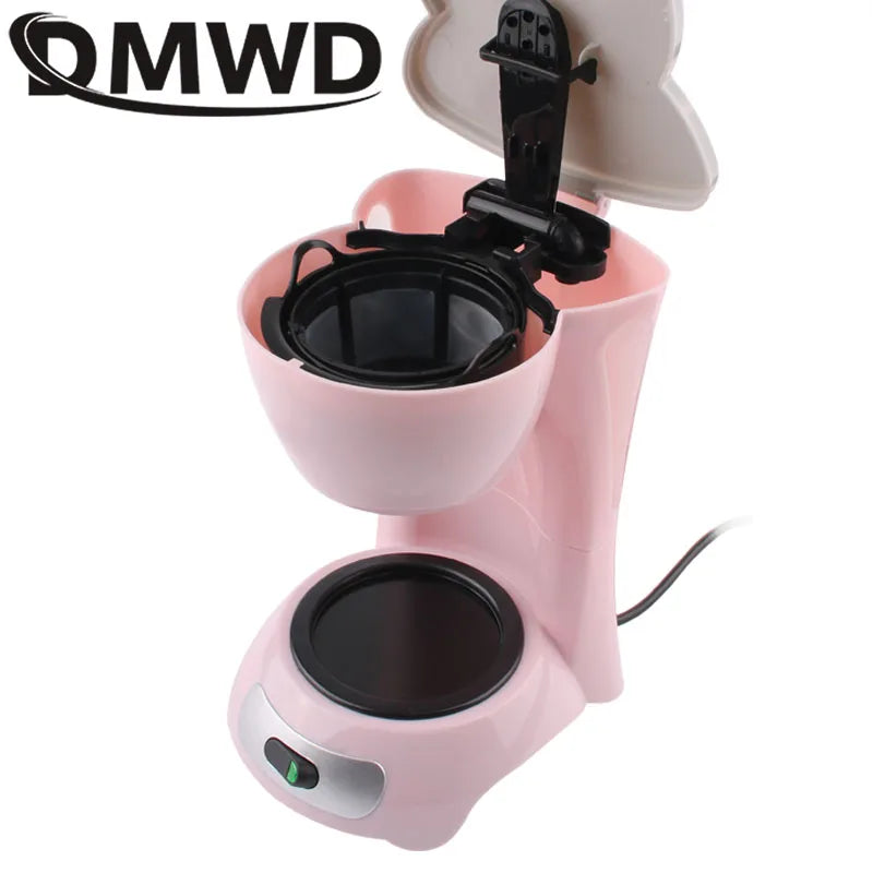 DMWD Semi-Automatic Electric Latte Espresso Coffee Maker Mini 0.6L Moka Drip Cafe American Coffee Brewing Machine Tea Pot Boiler