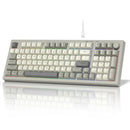 WOMIER Retro Grey DK98 Wired Gaming Keyboard Silent Membrane Key with Volume Knob Anti-Ghosting Splash-Proof for PC Laptop Gamer
