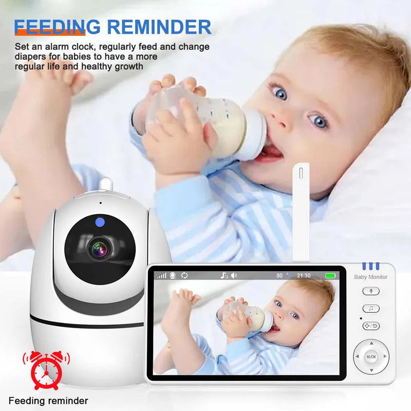 5 Inch Video Baby Monitor With Pan Tilt Camera 2.4G Mother Kids Surveillance PTZ Video Cams Temperture Display Home Security Cam