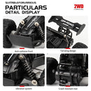 New RC Car 1:16 2WD with LED Light 2.4G 20KM/H High Speed Off-Road Climbing Remote Control Car Toy Gifts for Boys Girls Kids