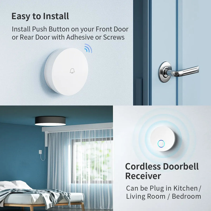 Smart Wireless Doorbell No Battery Required,Works with Alexa,Google Assistant,IPX5 Waterproof,Tuya App Control and Notification