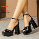 Noir 120mm Platform Block Heel Sandals