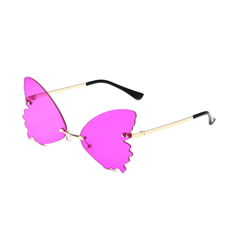 2022 Vintage Dragonfly Wings Sunglasses Fashion Rimless Women Clear Lens Eyewear Men Pink Sun Glasses UV400 Eyewear Female