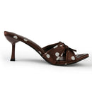 Sweet Bow Slippers for Women 2025 New Summer Thin Heel Flip-flops Versatile Pointed Toe Open Toe High Heel Cool Mop