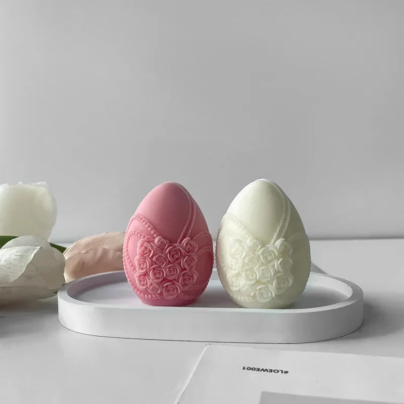 Easter Day Gift Egg Candle Making Silicone Mold Festival Embossed Butterfly Eggs Resin Epoxy Mould Sunflower Rose Soap Wax Tools