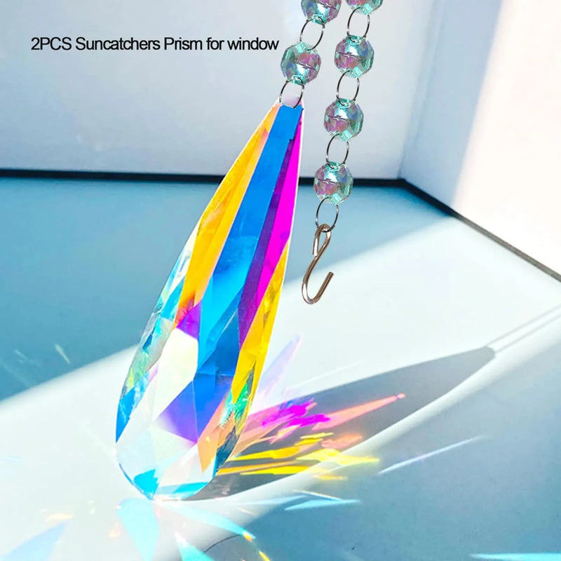 2PCS 3.5 Inch / 89mm Colorful Sun Catcher Rainbow Maker, Hanging Crystal Suncatcher, for Window Home Garden Ch