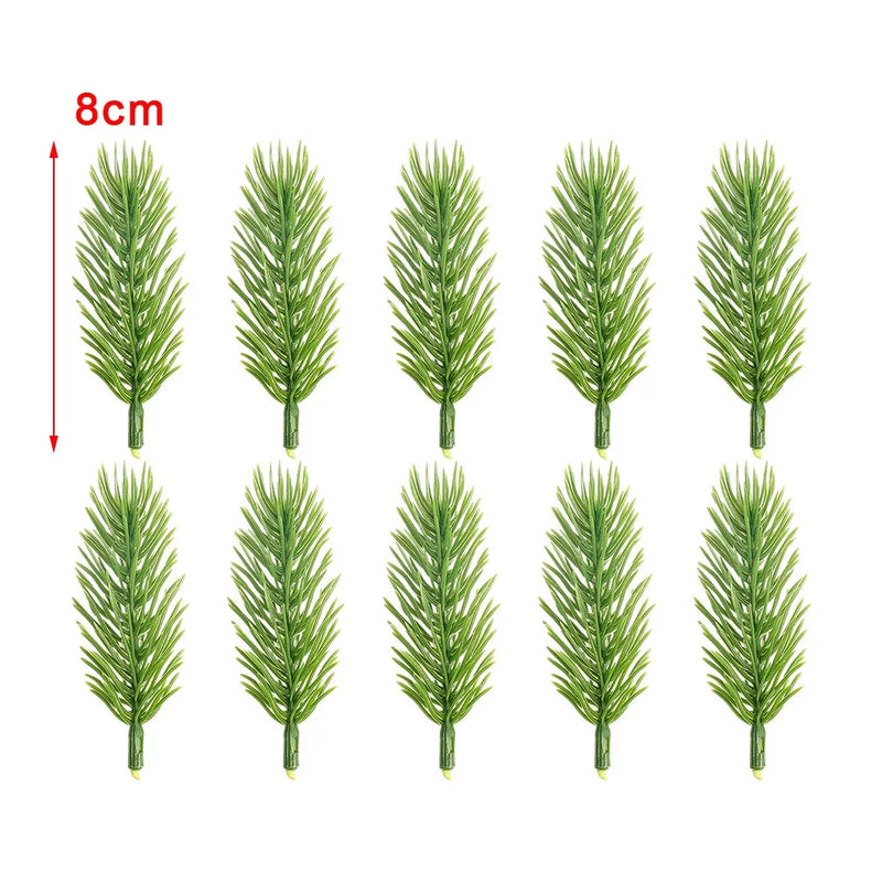 30/10Pcs Artificial Pine Needles Christmas Green Plant Pine Branch Fake Plants DIY Xmas Tree Garland Ornaments Home Decorations