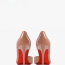 New red toe exposed seam, side empty shallow mouth, sexy professional black patent leather pointed heel high-heeled shoes 33-46