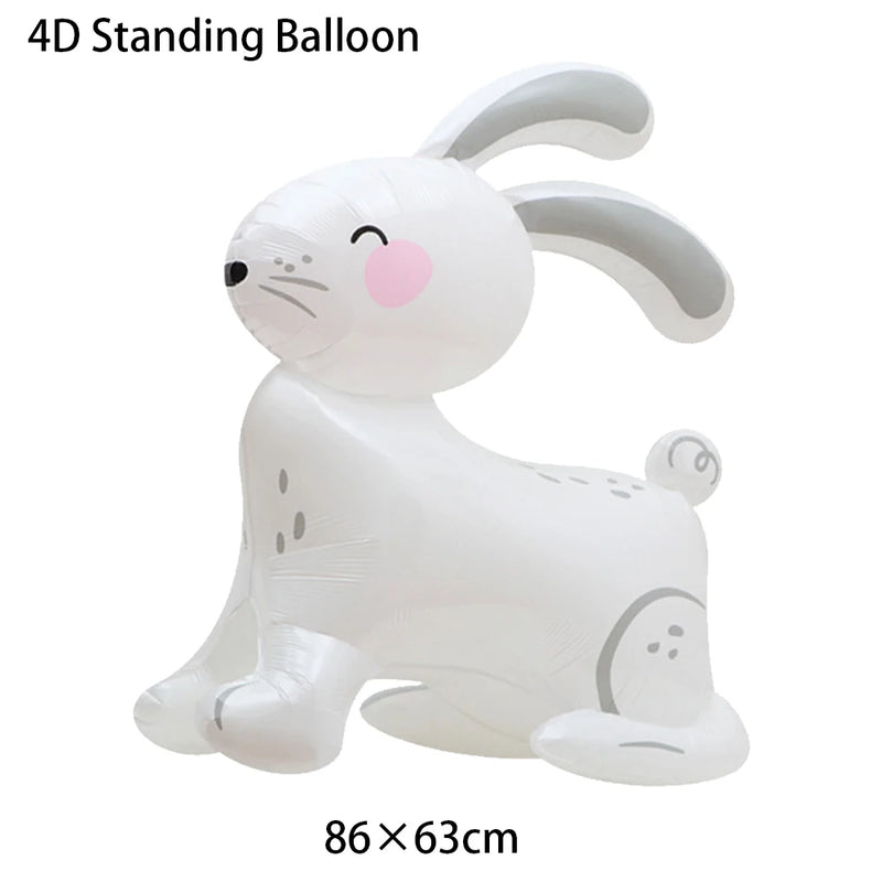 Easter Foil Inflatable Bunny Balloon Standing Bunny Balloon Rabbit Shaped Balloons for Indoor Outdoor Yard Kids Easter Toy Decor