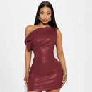 The Mirabelle | Strapless Faux-Leather Party Mini Dress