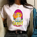 Candy Candy Kawaii T-shirt Casual Round Neck Short Sleeved Women's Fashionable Loose Short Sleeved Trendy Women's Clothing Tops