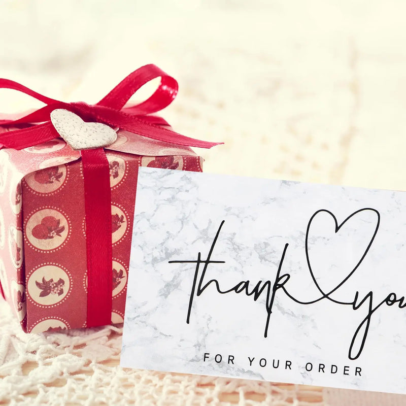 30pcs/pack White Thank You Card For Supporting Business Package Decoration Business Card Handmade With Love Label