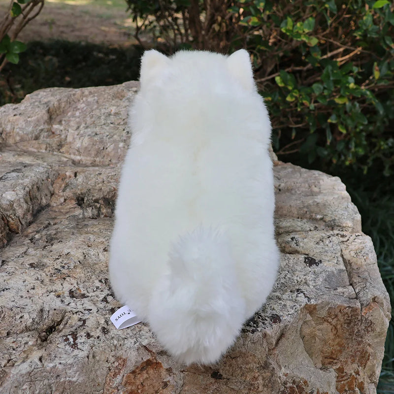 28cm Lifelike Samoyed Stuffed Toys Cute Realistic White Dog Plush Toy Puppy Plush Animals Toy Birthday Christmas Gifts