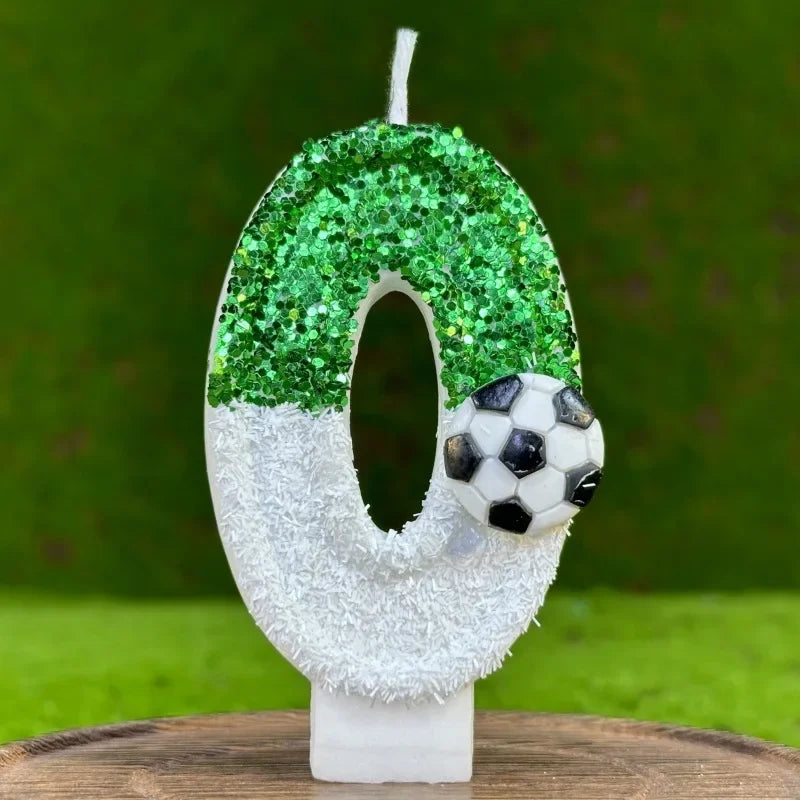 Glitter Green White Football Numbers 0-9 Candle Cake Toppers Cake DIY Decoration for Football Theme Anniversary Party Decoration