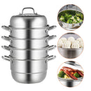 SucceBuy 5 Layer Food Steamer 28-30cm Stainless Steel Stock Pot for Home Steaming Dumplings Vegetables Rice Cooking Steamed Dish