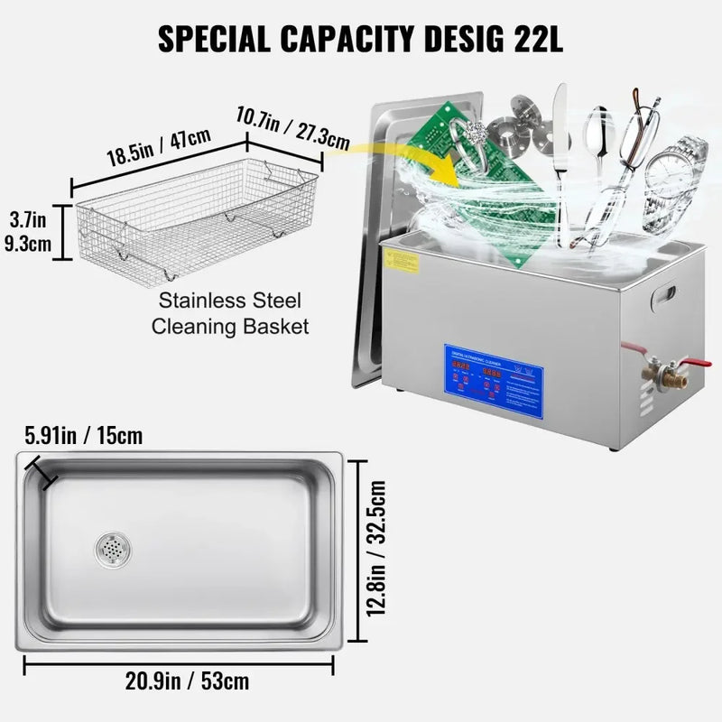SIHAO Ultrasonic Cleaner with Digital Timer - 2L to 30L Stainless Steel Tank for Jewelry, Glasses, Watches & Industrial Parts