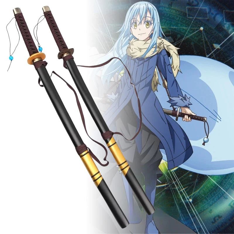 Real Sized Rimuru Tempest Katana Anime Reincarnated Slime Cosplay Prop Wooden Ninja Knife Japanese Katana Samurai Sword Toy Gift