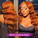 13x6 Ginger Body Wave Lace Front Human Hair 13x4 HD Transparent Lace Frontal Wig 200 Density  Brazilian Hair For Women