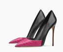 New Blue Black Serpentine Fine Heel, Pointed Shallow Mouth Splicing, Sexy and Versatile Women's High Heels