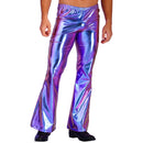 Mens Shiny Metallic 70s Disco Flared Pants Hippie Vintage Hip Hop Carnival Performance Costume Sequins Bell Bottoms Trousers