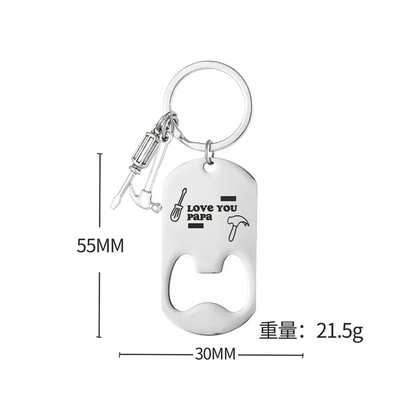 Beer Bottle Opener Stainless Steel Keychain Pendant Father's Day Gift