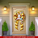 Easter Door Cover Decoration Plush Rabbit Wreath Easter Egg Coloured Ribbon Background Indoor Outdoor Porch Banner Party Supply