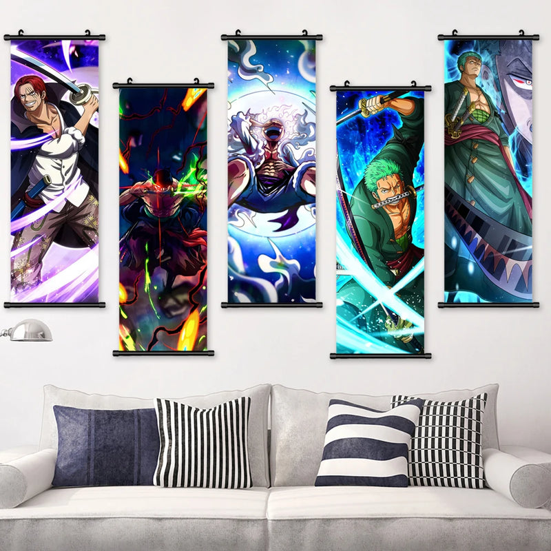 Japanese Anime Canvas Wall Art ONE PIECE Painting Hanging Scrolls Cartoon Modular Picture Poster for Home Decor