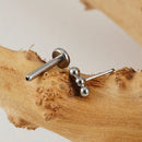 Right Grand ASTM F136 Titanium 18G 16G Push Pin Threadless Linear Triple Bead Labret Cartilage Helix Conch Monroe Tragus Earring