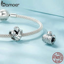 BAMOER 2024 New 925 Sterling Silver Mother and Daughter Hug Charm Beads for Charm Bracelet Personalized DIY Jewelry Making