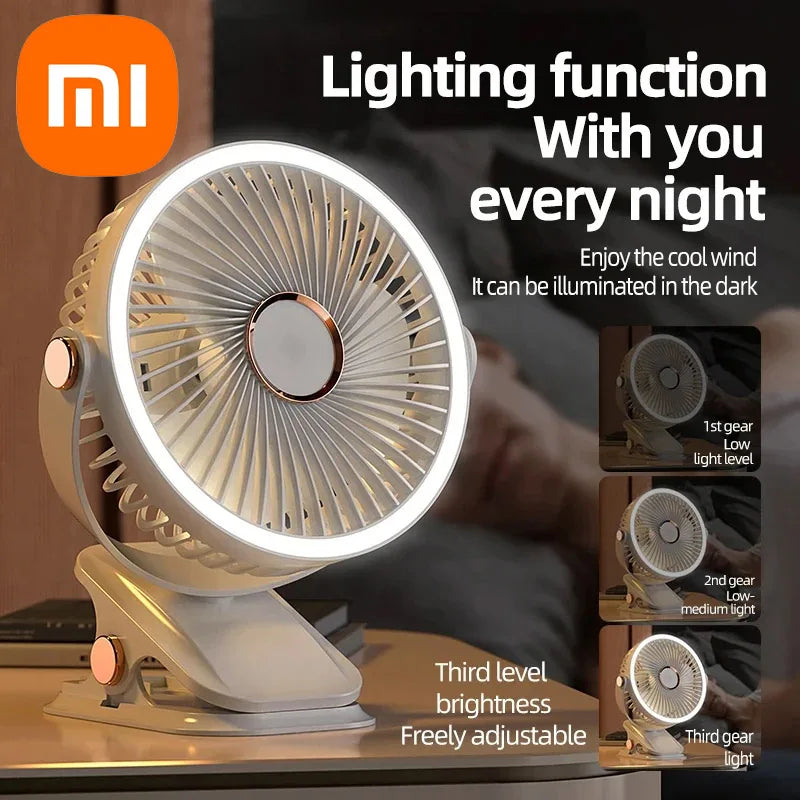 Xiaomi 8000mAh Camping Fan Rechargeable Desktop Portable Air Circulator Wireless Ceiling Electric Fan With LED Light Clipon Home