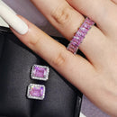 2026 New Arrivals Luxury 2pcs Silver Color Cz Dubai Jewelry Set Ring and Earring for Women Wedding Party Lady Gift Jewelry J5968
