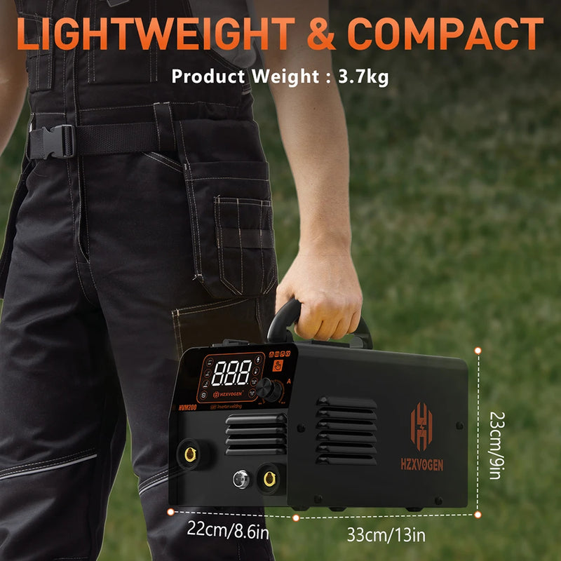 HZXVOGEN MIG-200 3 in 1 Synergic Control MIG Welder Machine ARC/Flux MIG/Lift TIG IGBT No Gas Inverter Welder Synergy Tool