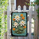 Vibrant Floral Wall Art Plaque - 2D Metal Sign with Lotus Flower Design, 8x12 Inches for Indoor/Outdoor Home & Garden Decor