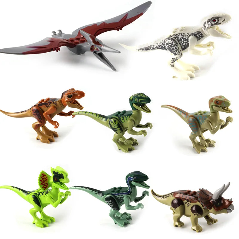 Jurassic Dinosaur Park Dinos World Building Blocks Animals Tyrannosaurus Rex Indominus I-Rex Blue Figures Triceratops Toys