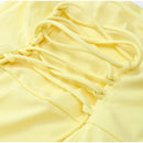 The Aurelian | Butter Yellow Mesh Strapless Pleated Evening Gown