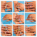Neue koreanische bunte böhmische kleine Blumenringe Sets handgefertigte Perlen-Fingerringe für Frauen Mädchen Sommer Strand Schmuck Geschenke