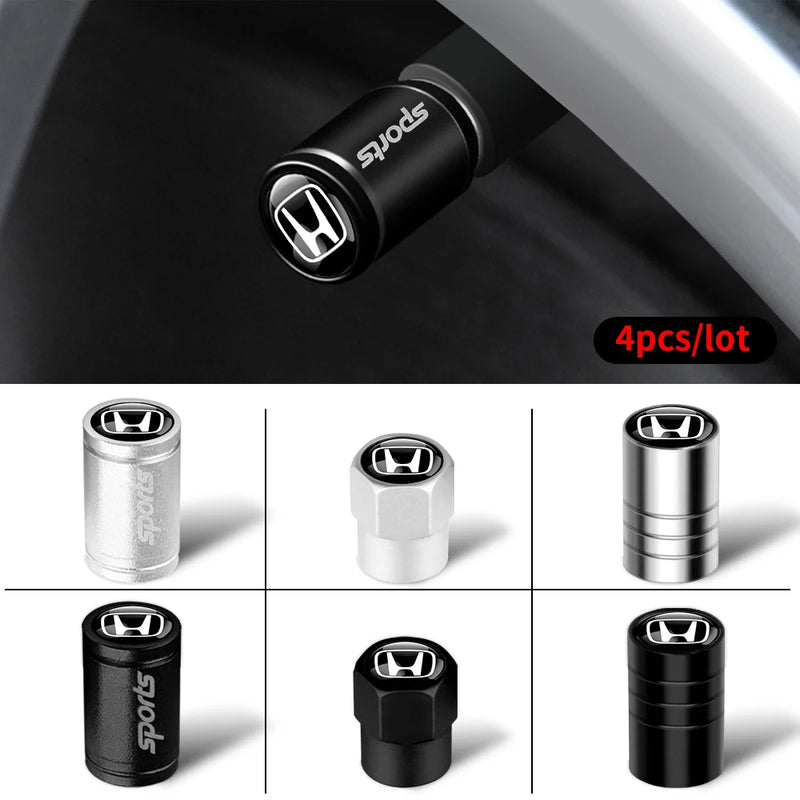 4PCS Car Badge Wheel Tires Valve Caps Metal Tyre Dust Cover For Honda CITY CIVIC Mugen -V CR-Z Type R Modulo Vezel Si RR Insight