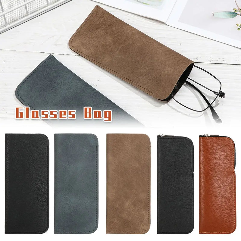 1Pcs Soft Leather Reading Glasses Bag Case Waterproof Solid Sun Glasses Pouch Simple Eyewear Storage Bags Eyewear Accessories