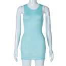 Casual Knit Y2K Streetwear Short Mini Beach Dress Sundress Women Summer 2024 Bodycon Sleeveless Party Club Dresses Outfits Gift