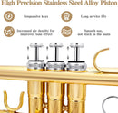 SLADE Bb Trumpet Brass Instrument Standard Brass Trumpet Set for Students Beginners Professional Trumpet Gold Silver with Box
