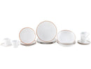 Tramontina 20-Piece Round Dinner Set in White and Brown Porcelain, Mare Collection